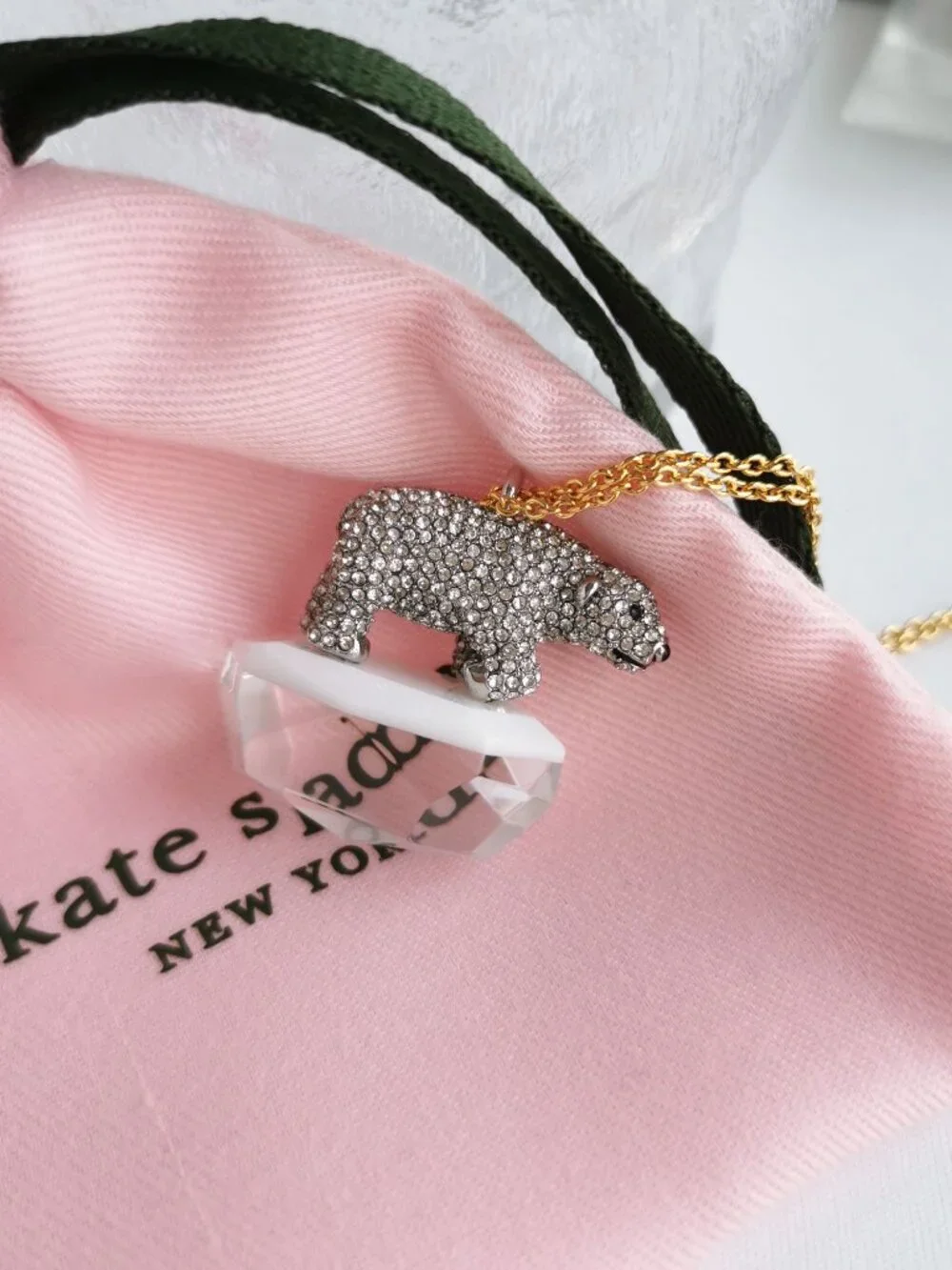 Kate Spade Cold Comforts Polar Bear Silver Long Necklace